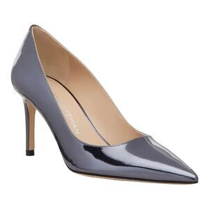Stuart Weitzman Women’s Power 75 Metallic Gray Pointed Toe Pump Size 7.5